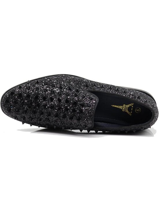Enzo Romeo Men\'s Black Rubber Sole Vintage Loafers Slip On Classic Tuxedo Shoes main image 5